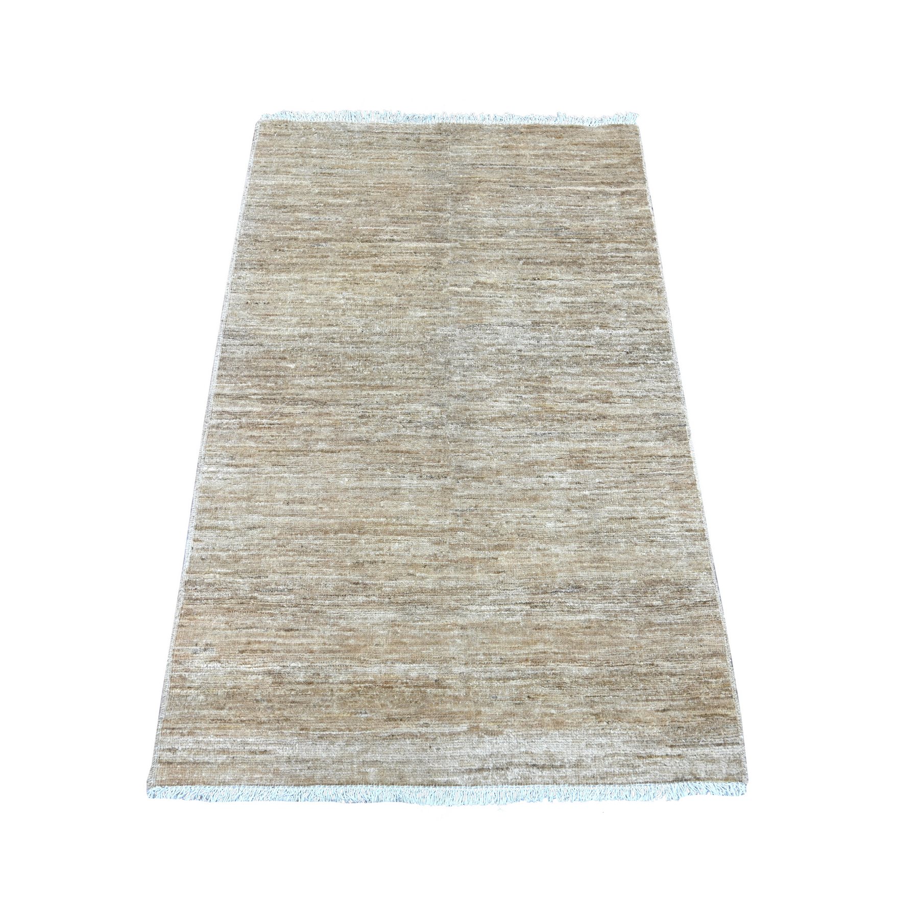 3'x4'7" Khaki Brown, Plain Solid Pattern, Hand Knotted, Hand Spun Ghazni Wool, Lush and Plush, Oriental Rug 